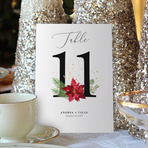 Table Number 11 Gold Watercolor Holiday Botanical