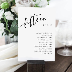 Table Number 15 Fifteen Seating Chart Card
