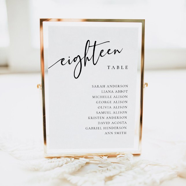 Table Number 18 Eighteen Seating Chart Card (Creator Uploaded)