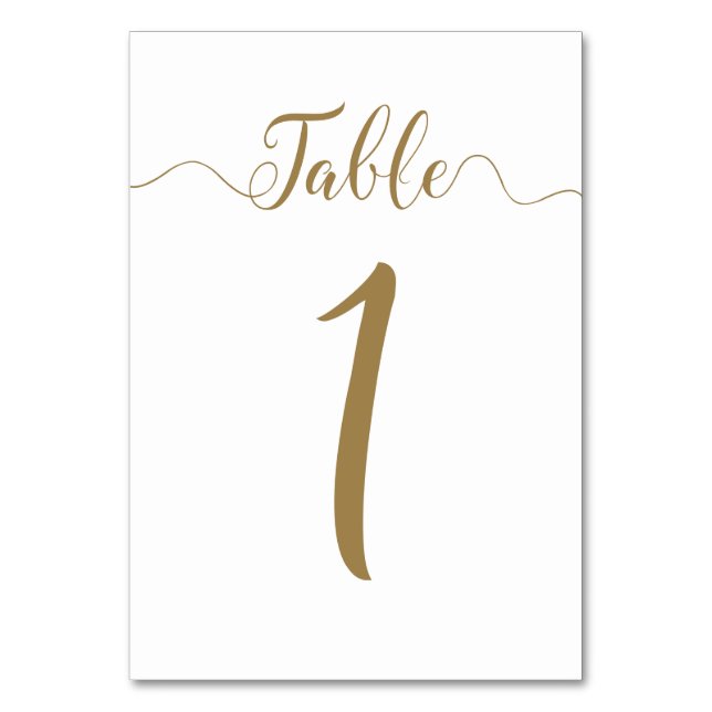 Table Number 1 Gold Wedding Table Numbers (Front)