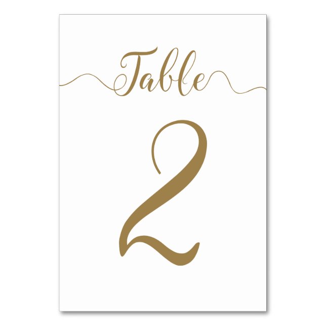 Table Number 2 Gold Wedding Table numbers (Front)