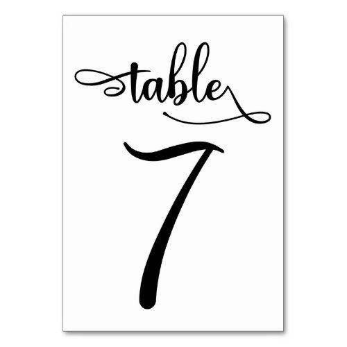 Table number 35x5 simple black sign  Table 7