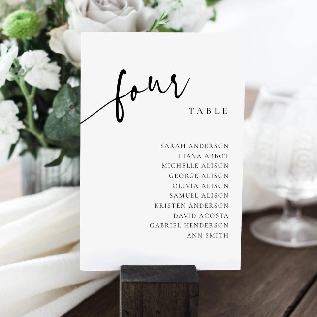 Table Number 4 Four Seating Chart Card (Creator Uploaded)