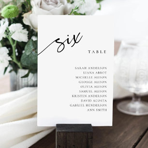 Table Number 6 Six Seating Chart Card