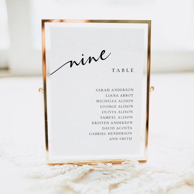 Table Number 9 Nine Seating Chart Card (Creator Uploaded)