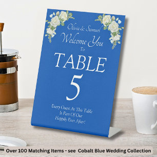 Table Number, Acrylic Pedestal Sign Cobalt Blue