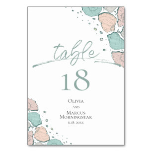 TABLE NUMBER   Beach Shells Teal and Coral