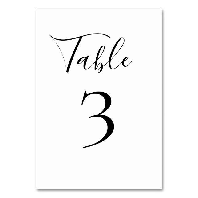 Table Number Black and White (Front)
