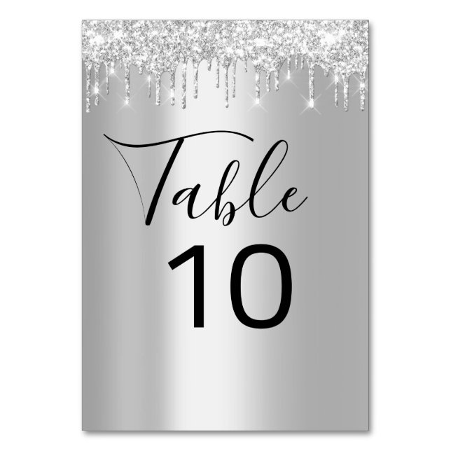 Table Number Black Gray Silver Drips Spark Grey (Front)