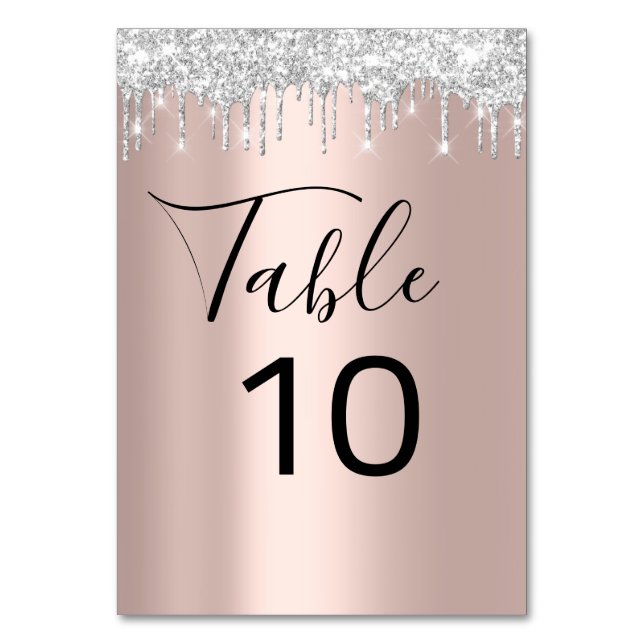 Table Number Black Gray Silver Drips Spark Rose1 (Front)
