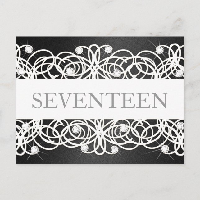 Table Number Black Shimmer and Crystals (Front)