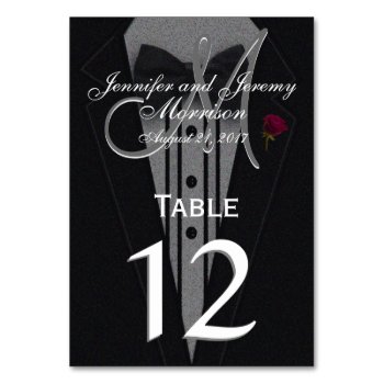 Table Number | Black Tuxedo by GlitterInvitations at Zazzle