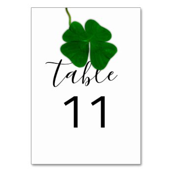 Table Number Black White Green Four-leaved Clover by luxury_luxury at Zazzle