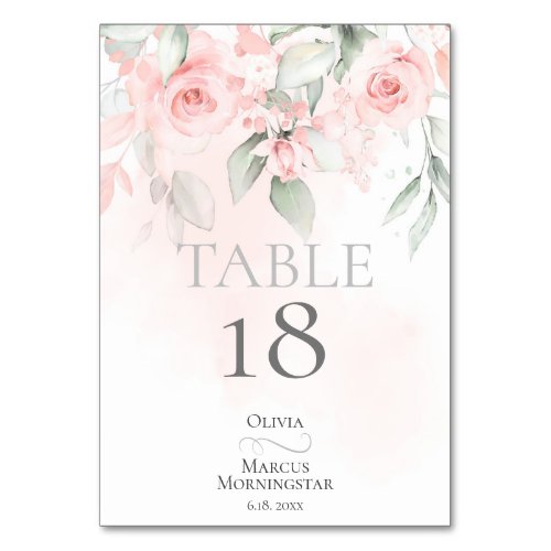 TABLE NUMBER  Blush Pink Cottage Roses