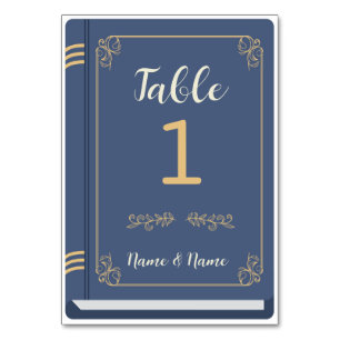Table Number Book Wedding Library Author Navy