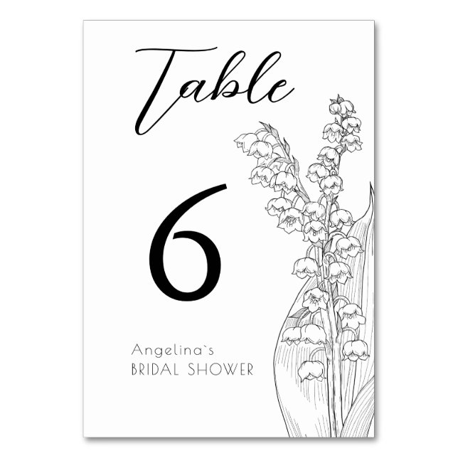 Table Number bridal shower  Minimalist modern. (Front)