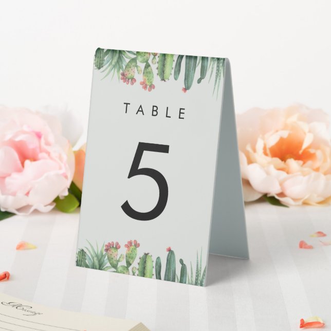Table Number Cactus Watercolor Sage Garden Desert Table Tent (In SItu (Wedding))