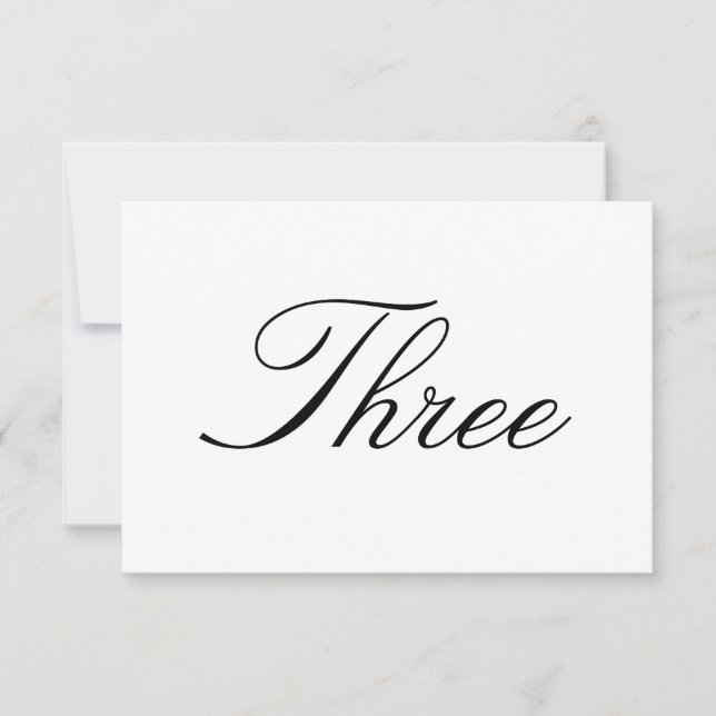 Table Number Card (Front)