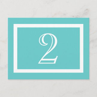 Table Number Card - Aqua - Customizable
