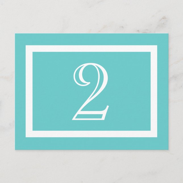 Table Number Card - Aqua - Customizable (Front)