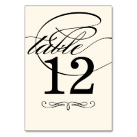 Table Number Card | Black Ivory Calligraphy Design