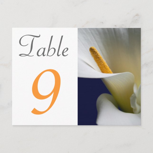 Table Number Card Calla Lily (Front)