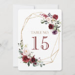 Table number card for wedding and reception floral<br><div class="desc">Wedding dinner table reservation card floral style</div>