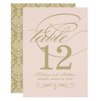 Table Number Card | Gold Calligraphy Design