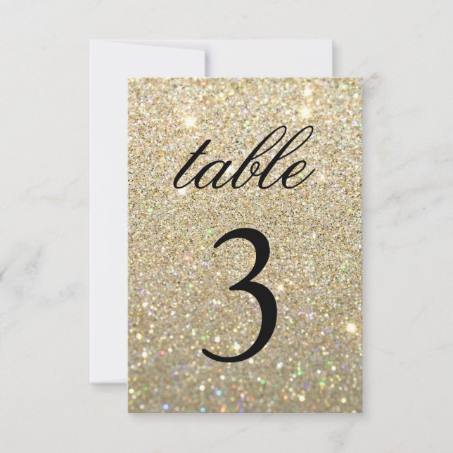 Table Number Card - Gold Glit Fab (Front)