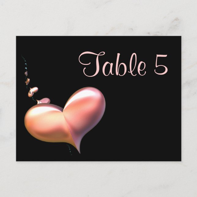 Table Number Card Heart Strings (Front)