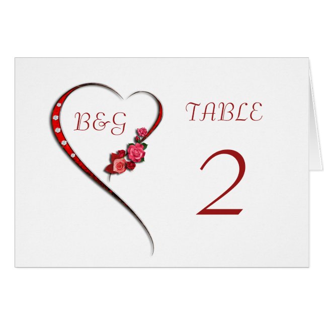 Table number cards (Front Horizontal)