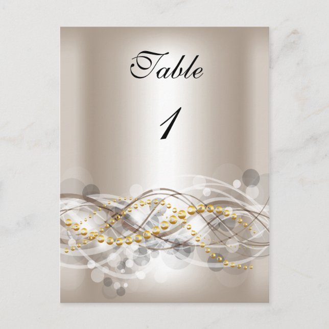 Table Number Cards Cream White Gold (Front)