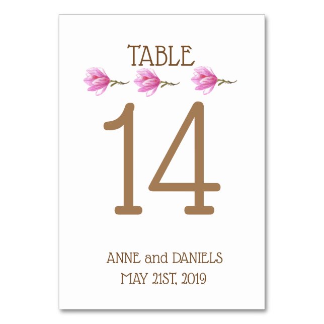 Table Number Cards, Floral Motiv (Front)