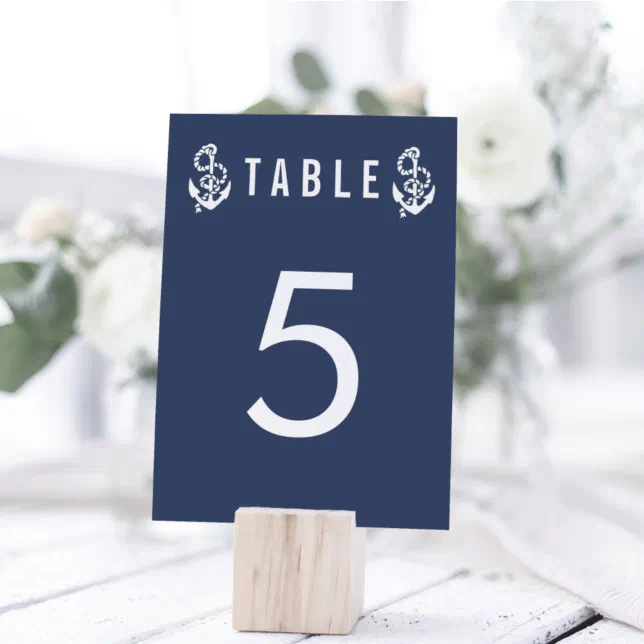 Table Number Cards | Nautical Rope & Anchor | Zazzle