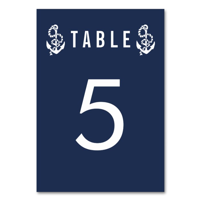 Table Number Cards | Nautical Rope & Anchor | Zazzle.com