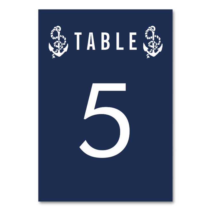 Table Number Cards | Nautical Rope & Anchor | Zazzle