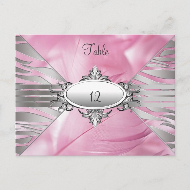 Table Number Cards Pink Sweet 16 (Front)