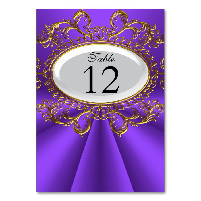 Table Number Cards Royal Purple White Gold Table Card