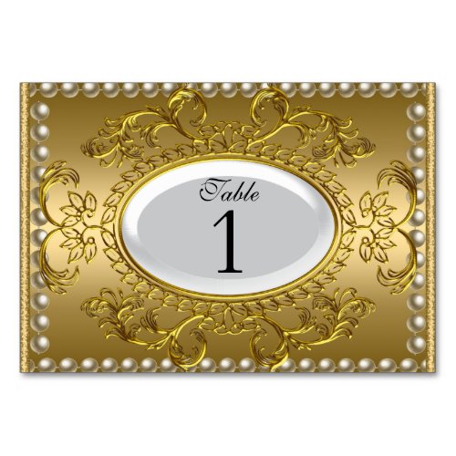 Table Number Cards Royal White Gold