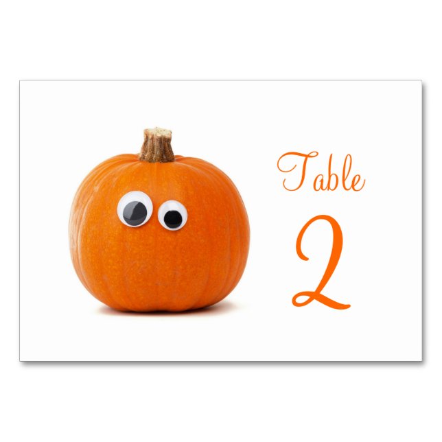 Table Number Cards With Funny Pumpkin (Front)