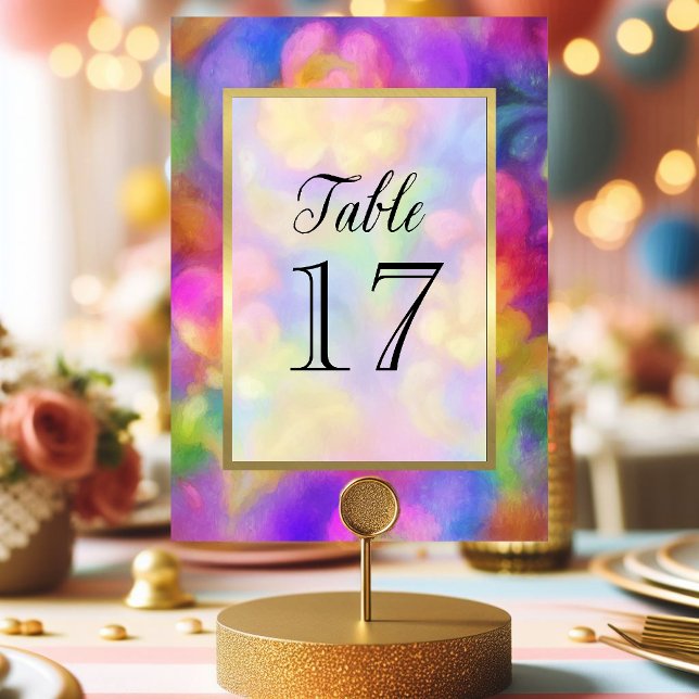 Table Number Colorful Painted Damask Gold (Creator Uploaded)