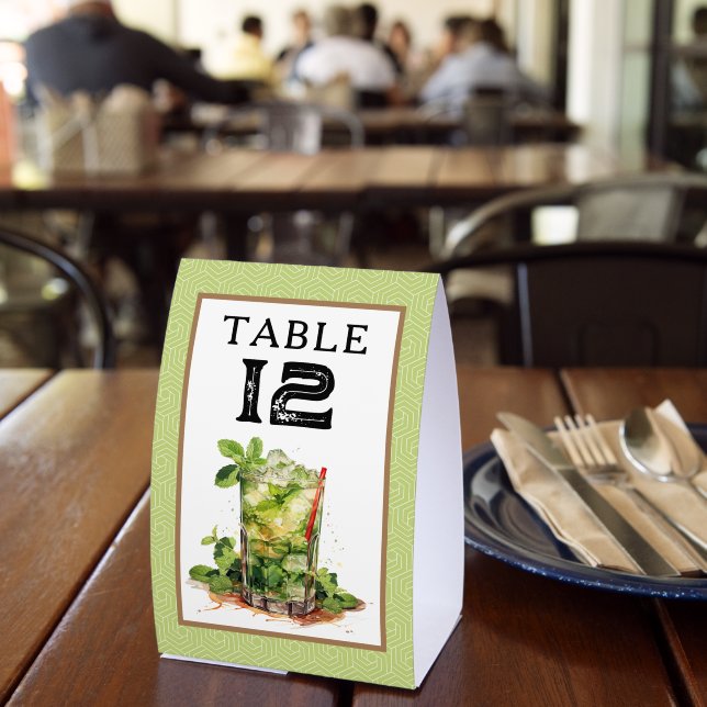 Table Number Derby Mint Julep Paper Table Tent (Insitu(Restaurant))