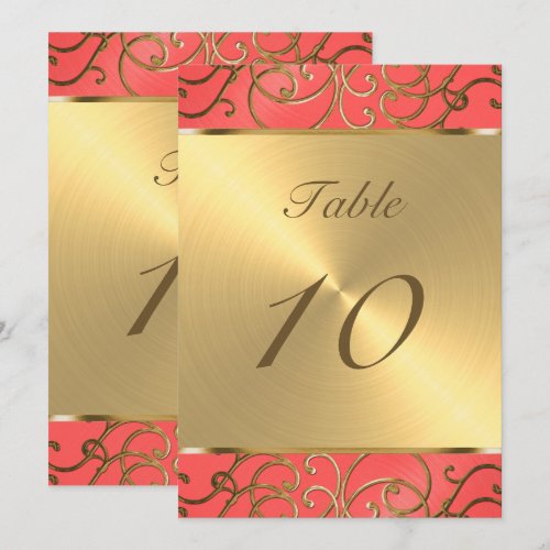 Gold Filigree Swirls Table Number Cards