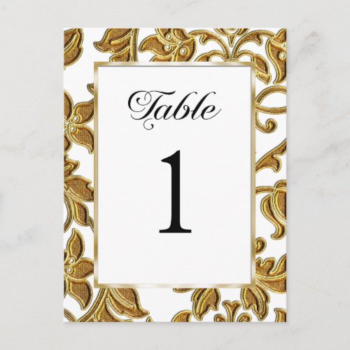 Table Number Embossed Gold Damask