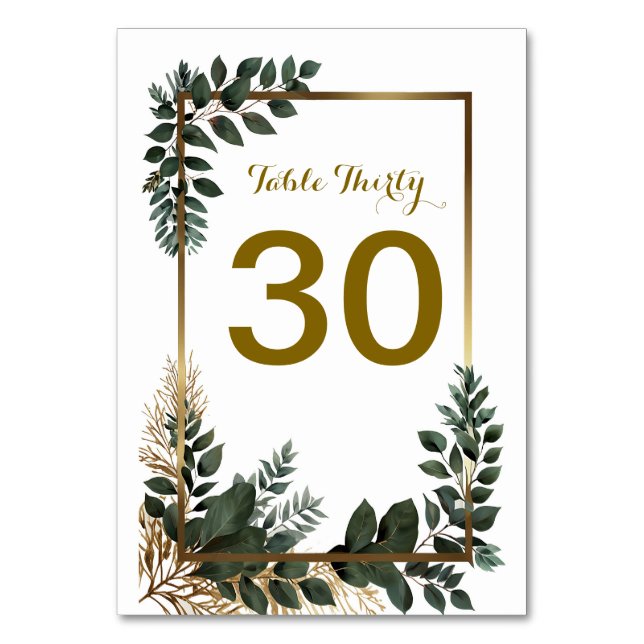 Table Number Eucalyptus and Gold effect   (Front)