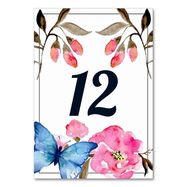 Table Number - Floral Butterfly (Front)