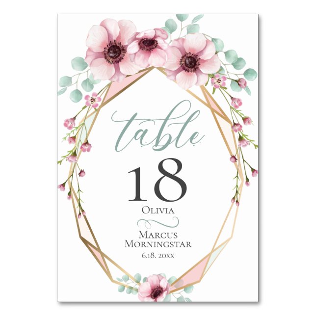TABLE NUMBER | Floral Pink Anemones and Foliage (Front)