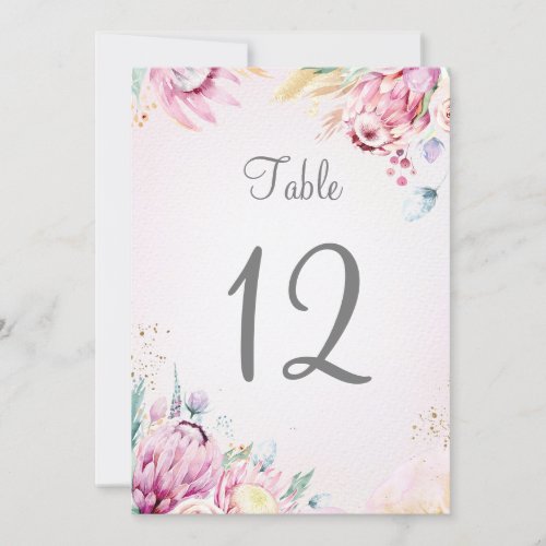 Table number floral pink purple