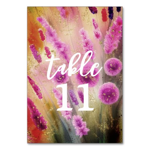 Table Number Florals Meadow Gold 