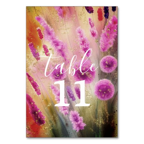 Table Number Florals Meadow Gold 